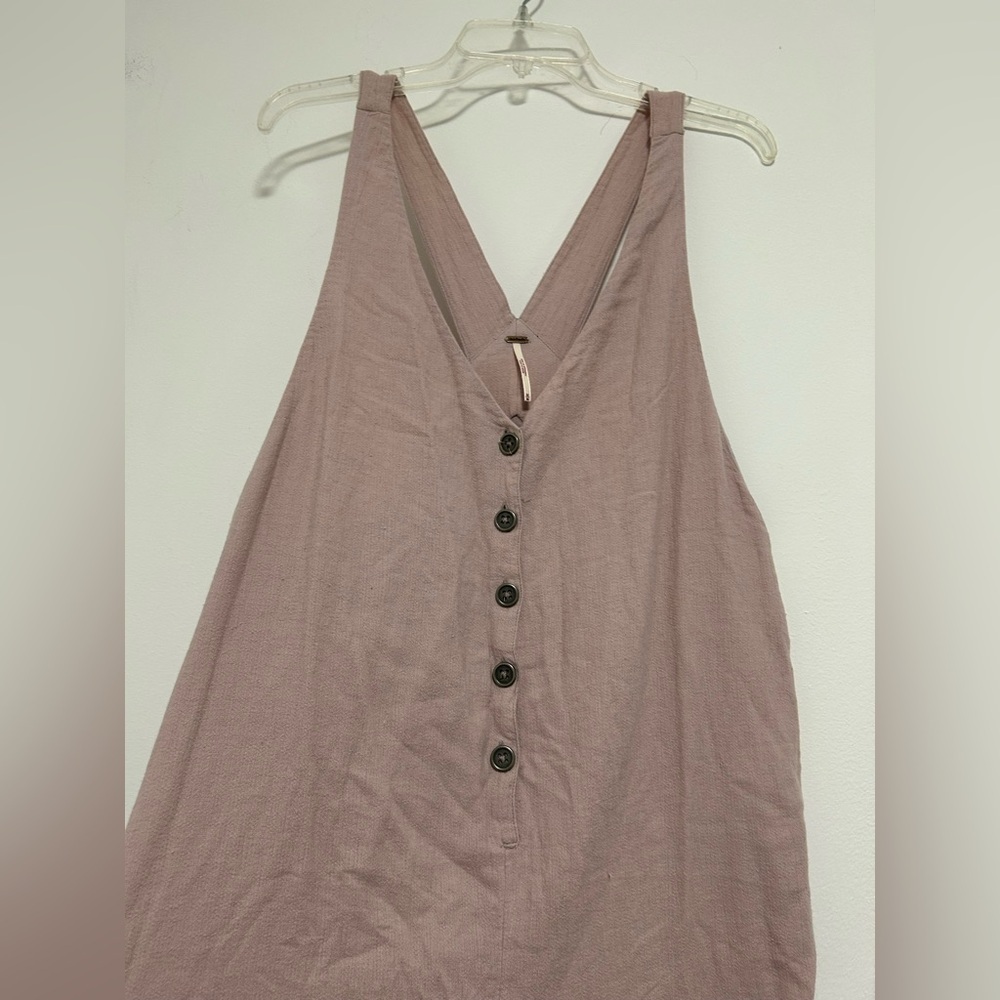 Free People Mauve Rose Sleeveless Button-Front Jumpsuit - Picture 3 of 7